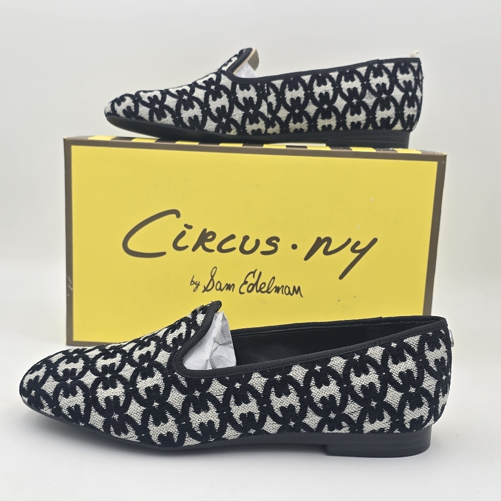 NIB Circus NY by Sam Edelman Tiffany Flat Loafers, Black/Natural Fabric, 6M - Picture 5 of 16